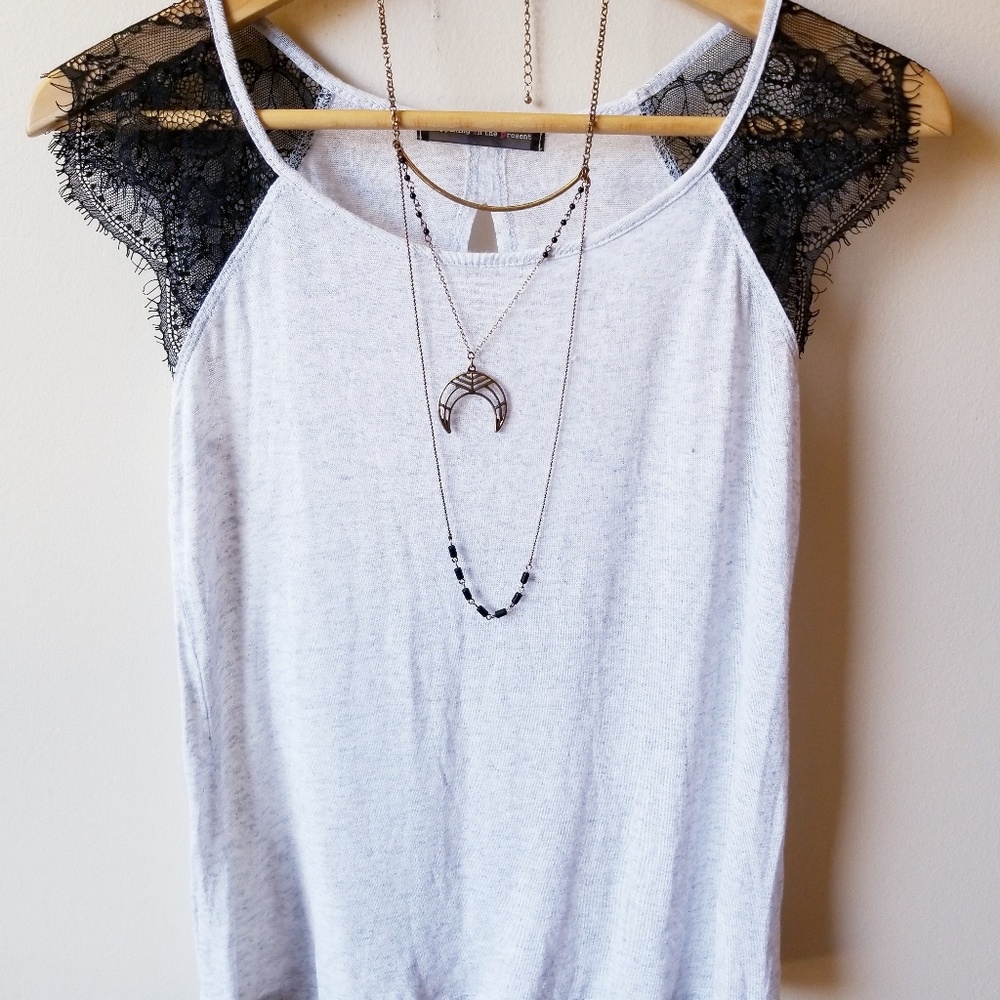 Lace Detail Top With Keyhole Back